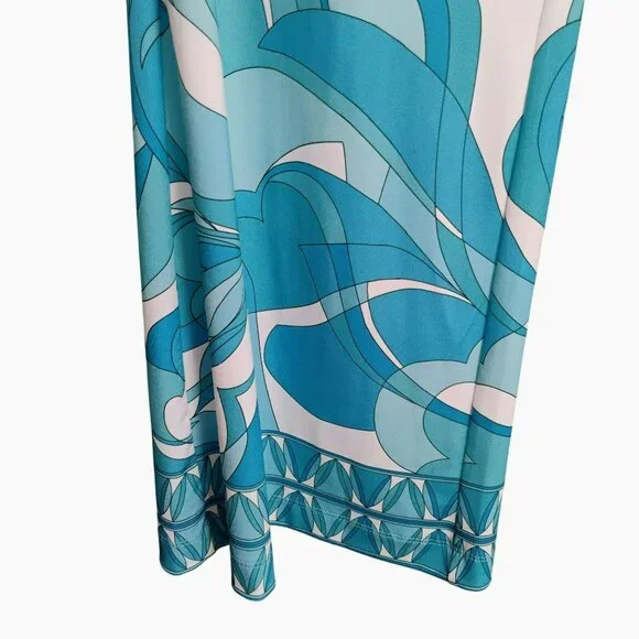 Boston Proper Womens Blue & White Abstract Floral Print Palazzo Pants Size M - Picture 3 of 4